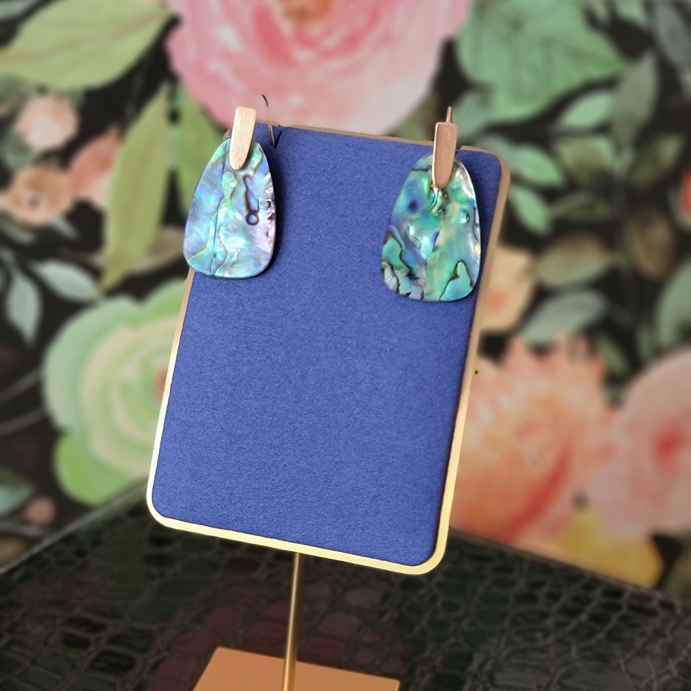 Kendra Scott Aragon Abalone Blue Gold Earrings